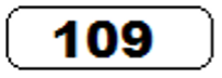 A black unfilled rounded landscape rectangle showing the number '109' in black text