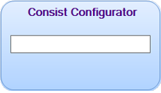 a rounded blue window with the title 'Consist Configurator' showing an empty white placeholder