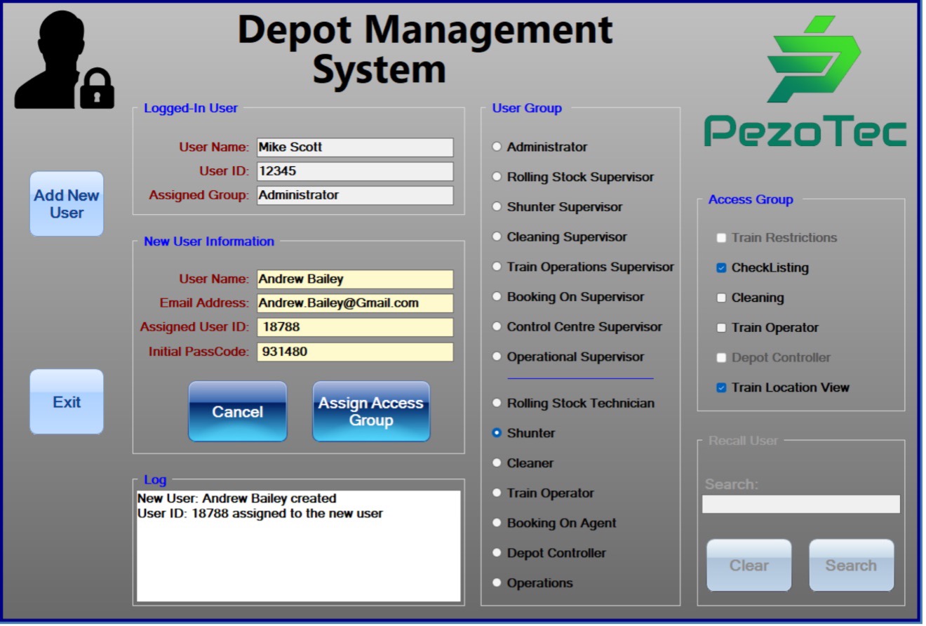 We see a windows form interface for management of users, allowing adjustment of group menberships and user information.