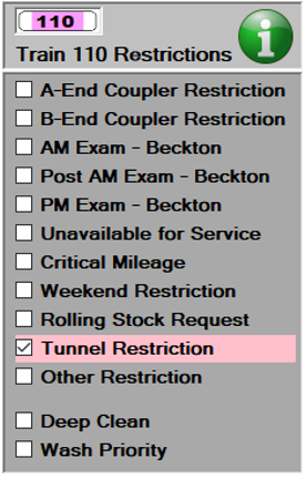 We see the restrictions detail again, this time with a Tunnel Restriction restriction set.